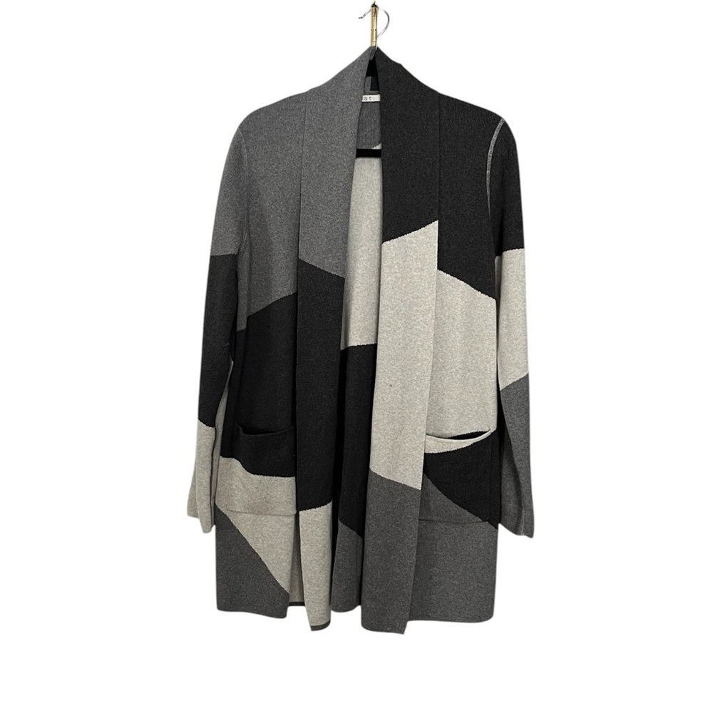 Colorblock Open Front Cardigan Sweater